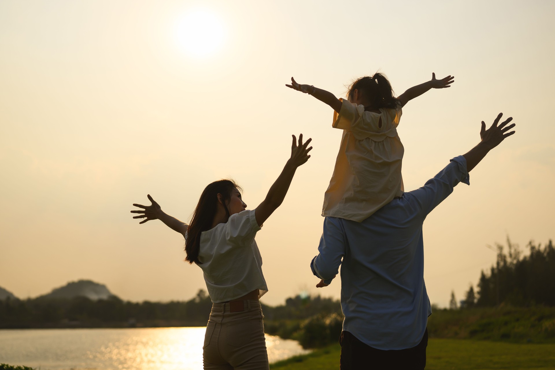 Family enjoying with outdoor activities travel trip on vacation
